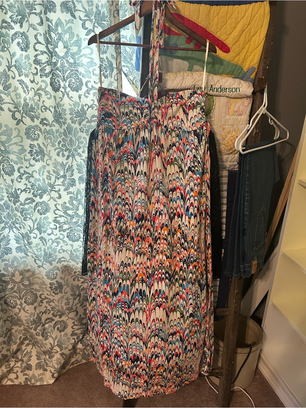 GAP Multicolor Wave-Print Maxi Dress in Cream, Blue, Green, Orange, Pink